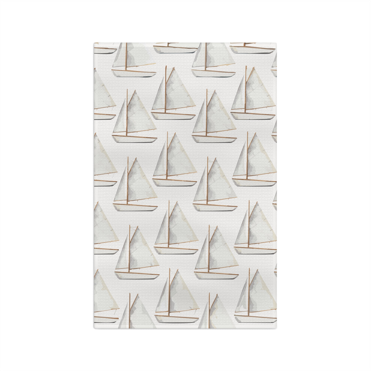 Watercolor Sailboat Tea Towel — Coastal Nautical Kitchen Towel