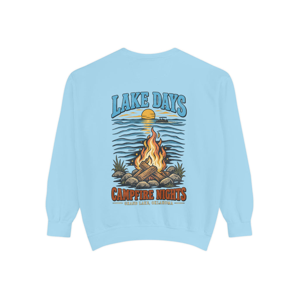 Lake Days Campfire Sweatshirt — "Campfire Nights" Graphic Crewneck