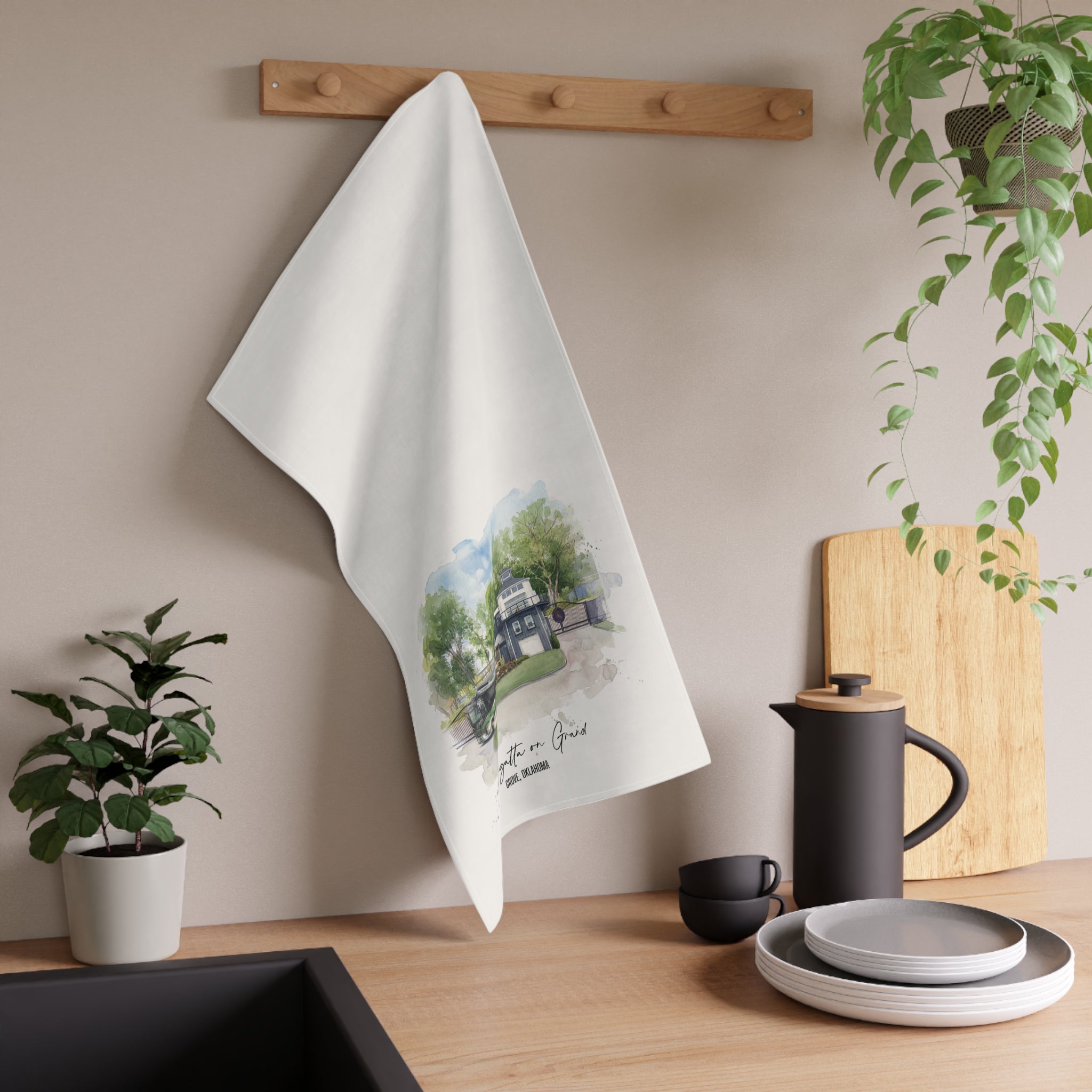 The Regatta on Grand Watercolor Tea Towel