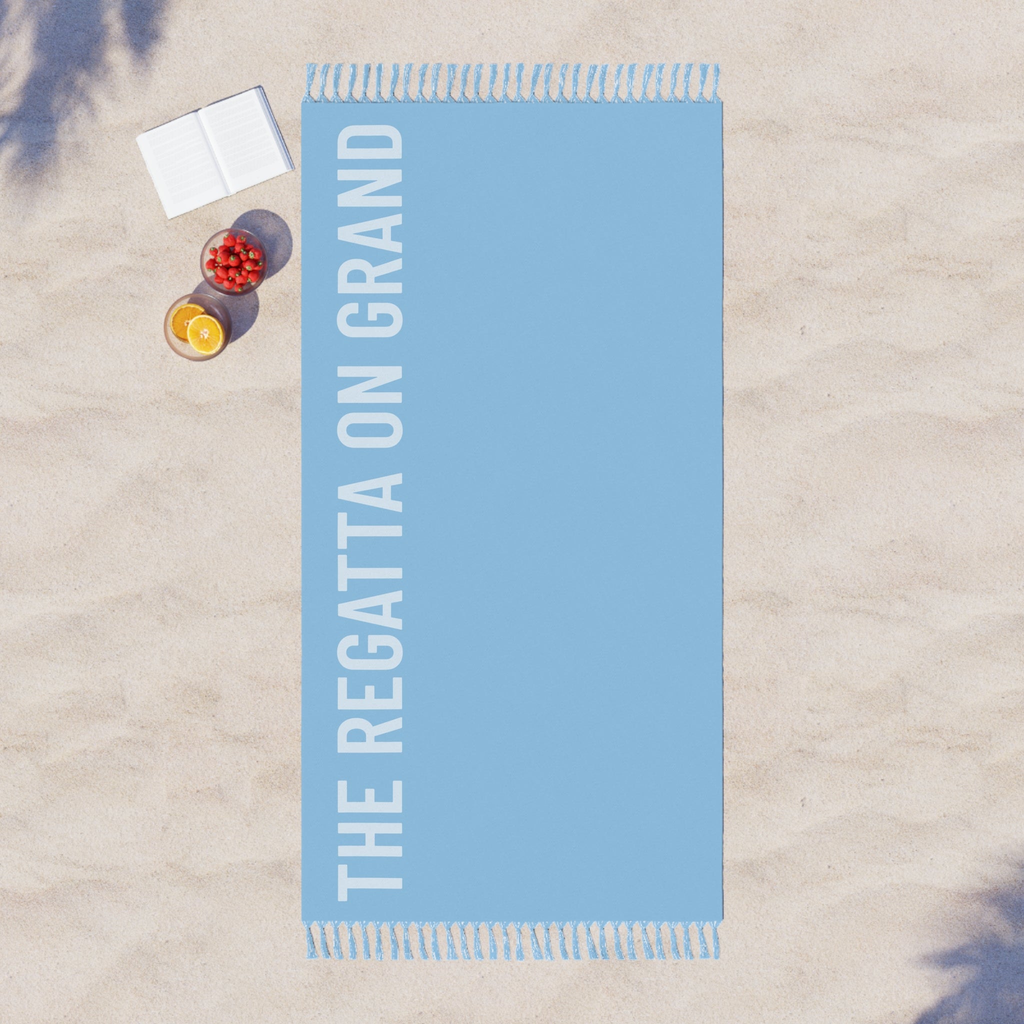 Boho Light Blue Fringe Beach Towel