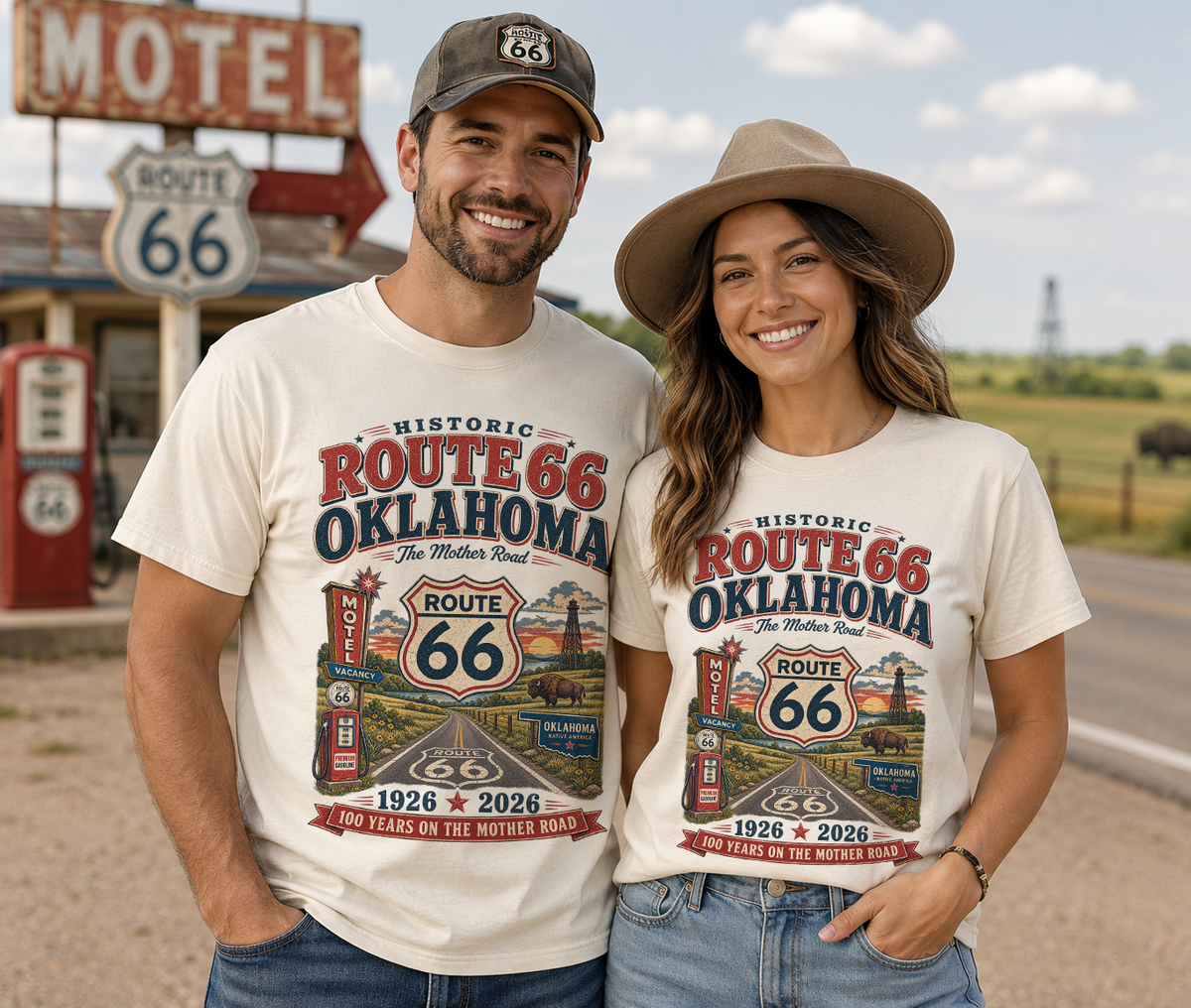 Route 66 Oklahoma T-Shirt – Historic Route 66 Vintage Road Trip Tee (1926–2026)