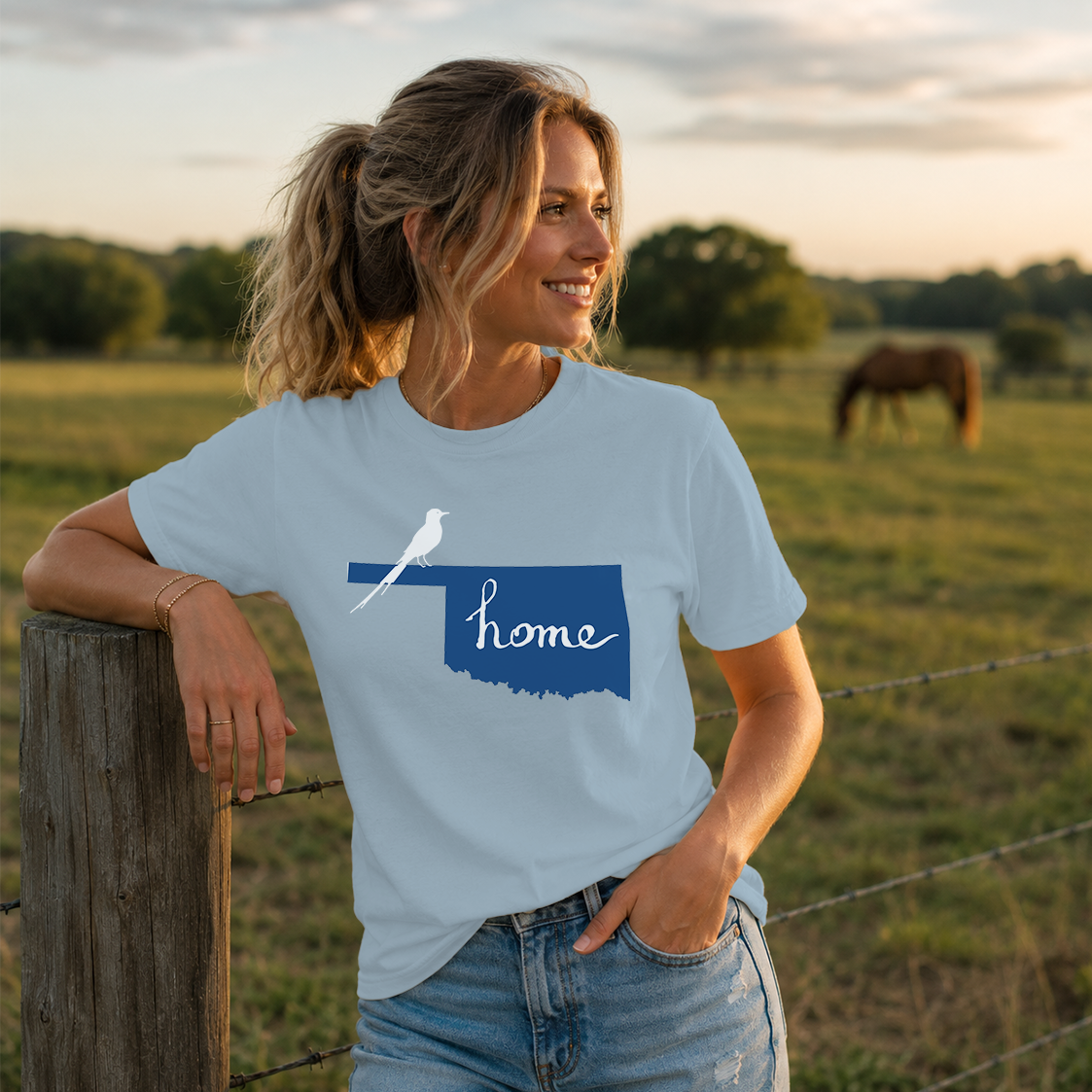 Oklahoma Home T-Shirt — State Outline 'Home' Tee