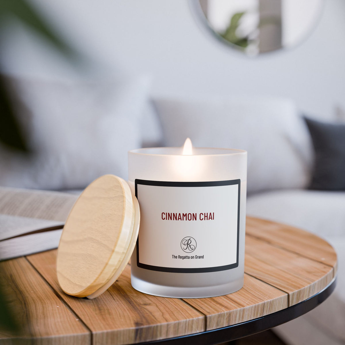 Frosted Glass Candle — 11oz Scented Soy Candle with Wooden Lid