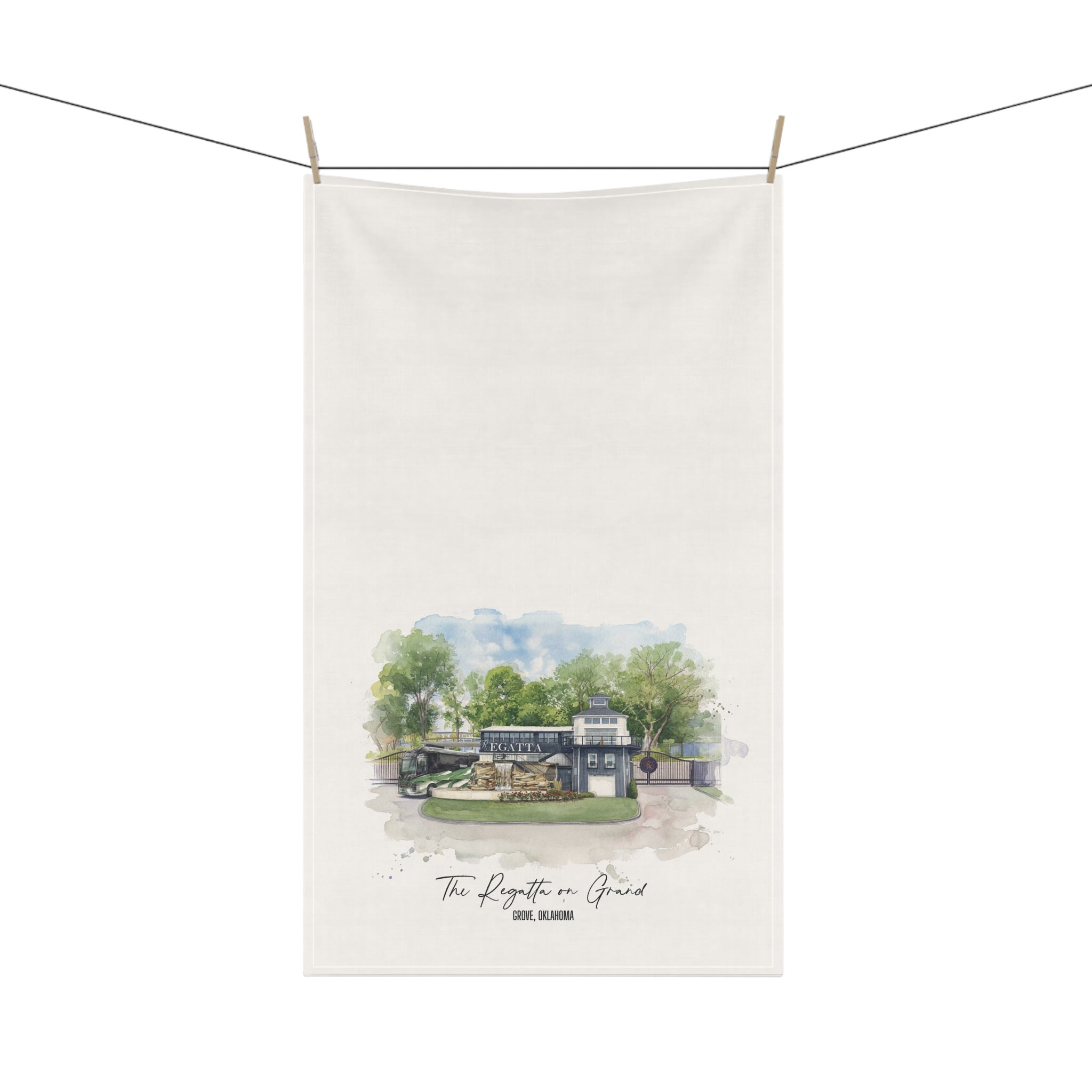 The Regatta on Grand Watercolor Tea Towel