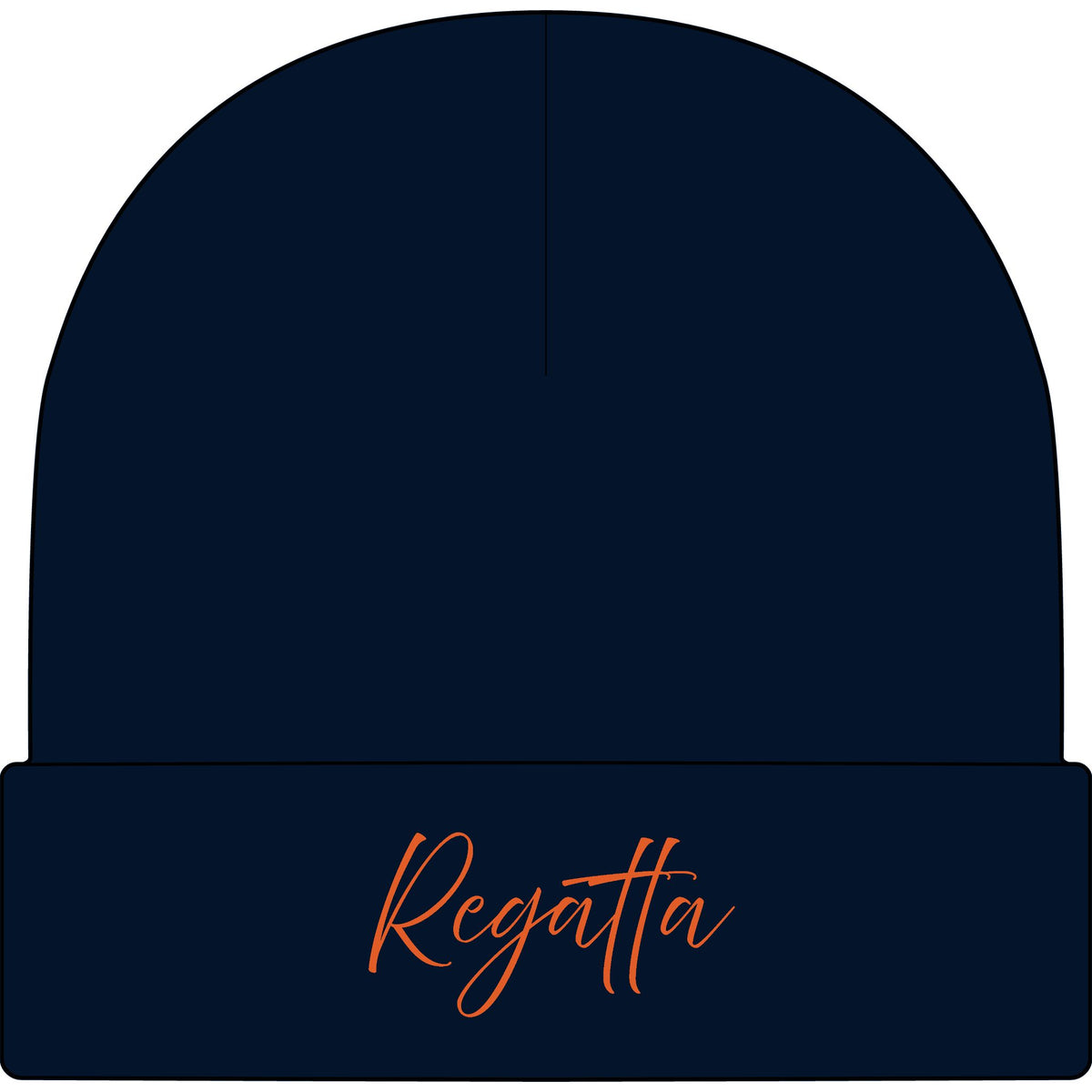 Regatta Cuff Beanie — Navy Knit Winter Hat with Script Embroidery