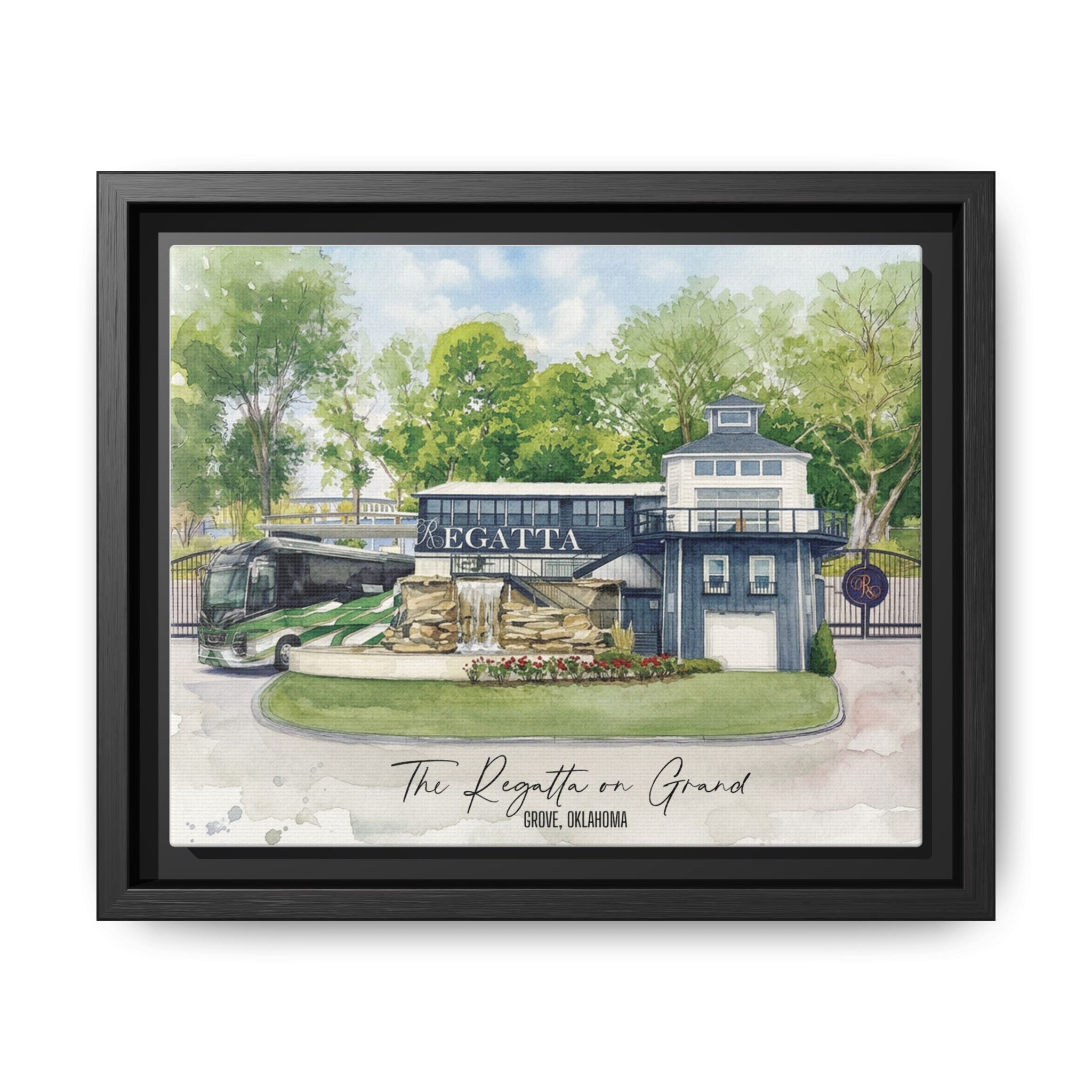 The Regatta on Grand Framed Watercolor Canvas
