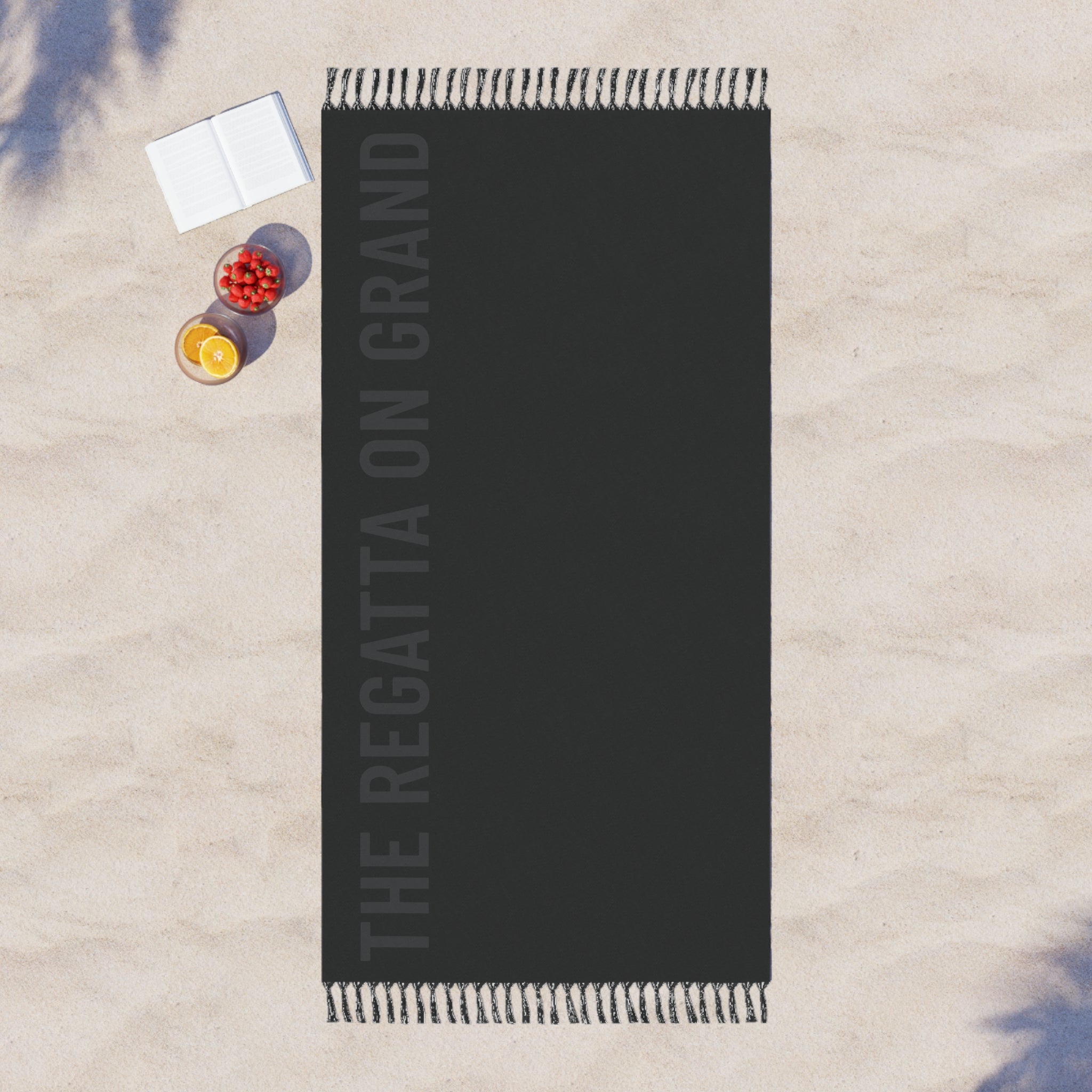 Boho Graphite Fringe Beach Towel