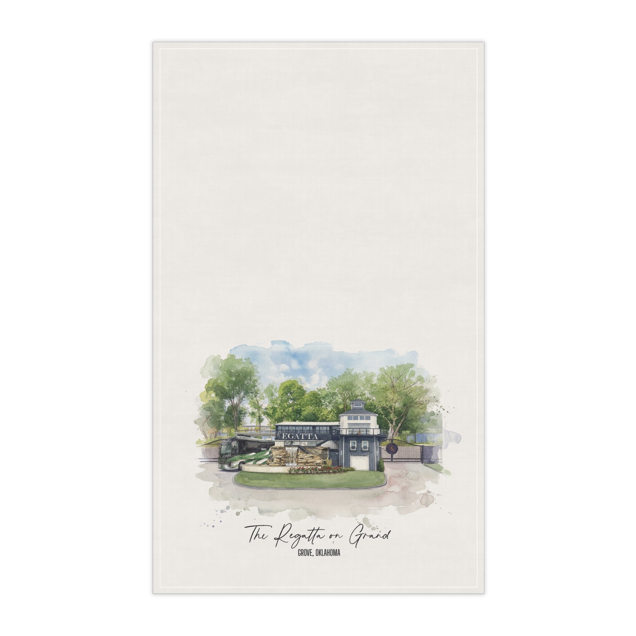 The Regatta on Grand Watercolor Tea Towel